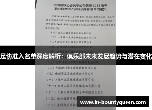 足协准入名单深度解析:俱乐部未来发展趋势与潜在变化 足协准入名单深度解析:俱乐部未来发展趋势与潜在变化